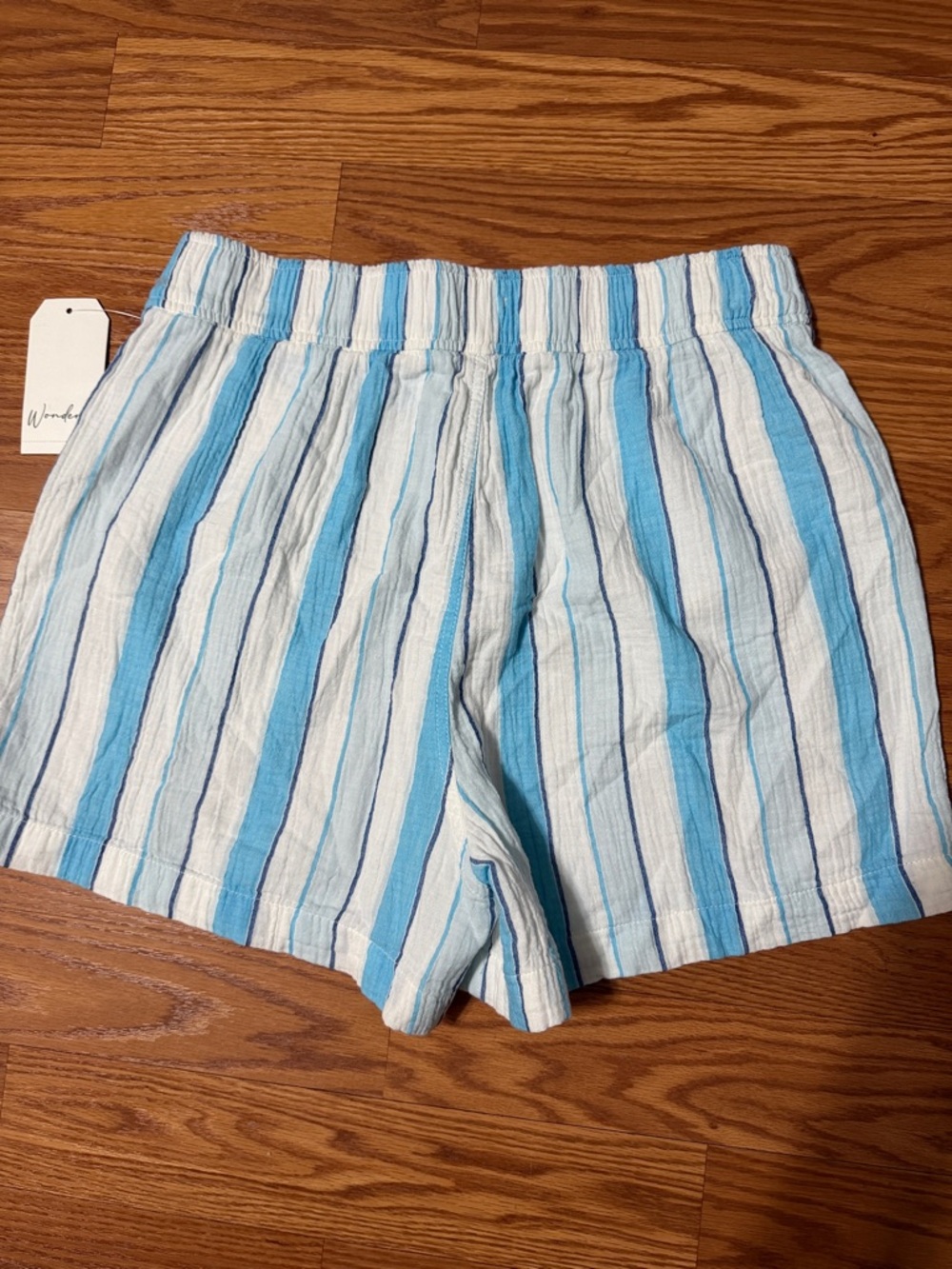 Wonderly Blue White Stripe Casual Shorts Pockets Cotton Size 30 - Picture 5 of 5